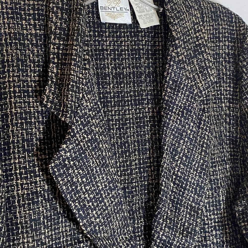 Vintage Bentley‎ Blazer Juniors 9/10 Blue Check Acrylic One Button Made USA 90s - Picture 11 of 16